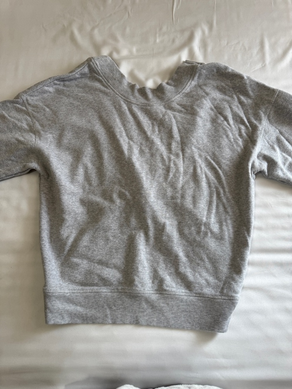 aerie Light Gray Knot Front Pullover Cozy Fleece Sweatshirt - Picture 3 of 6